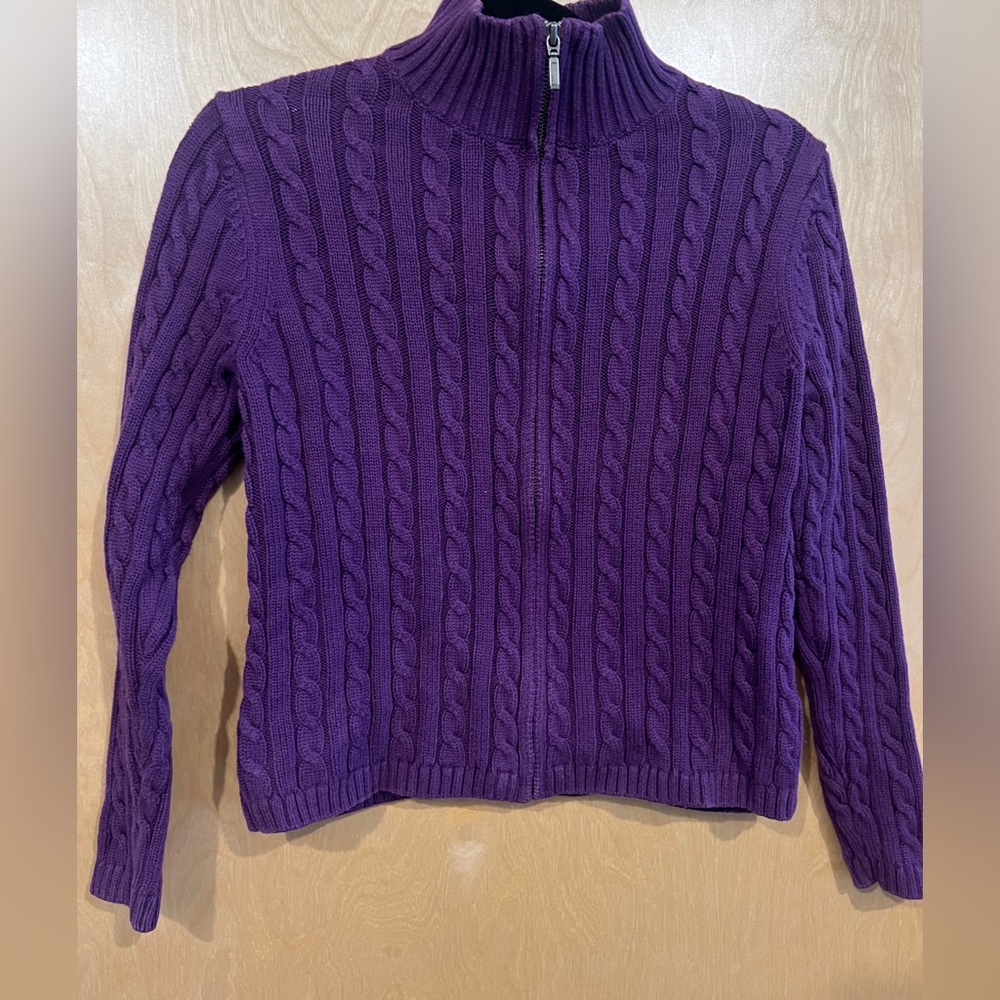 L.L. Bean Purple Cotton Zip Up Jacket Size M